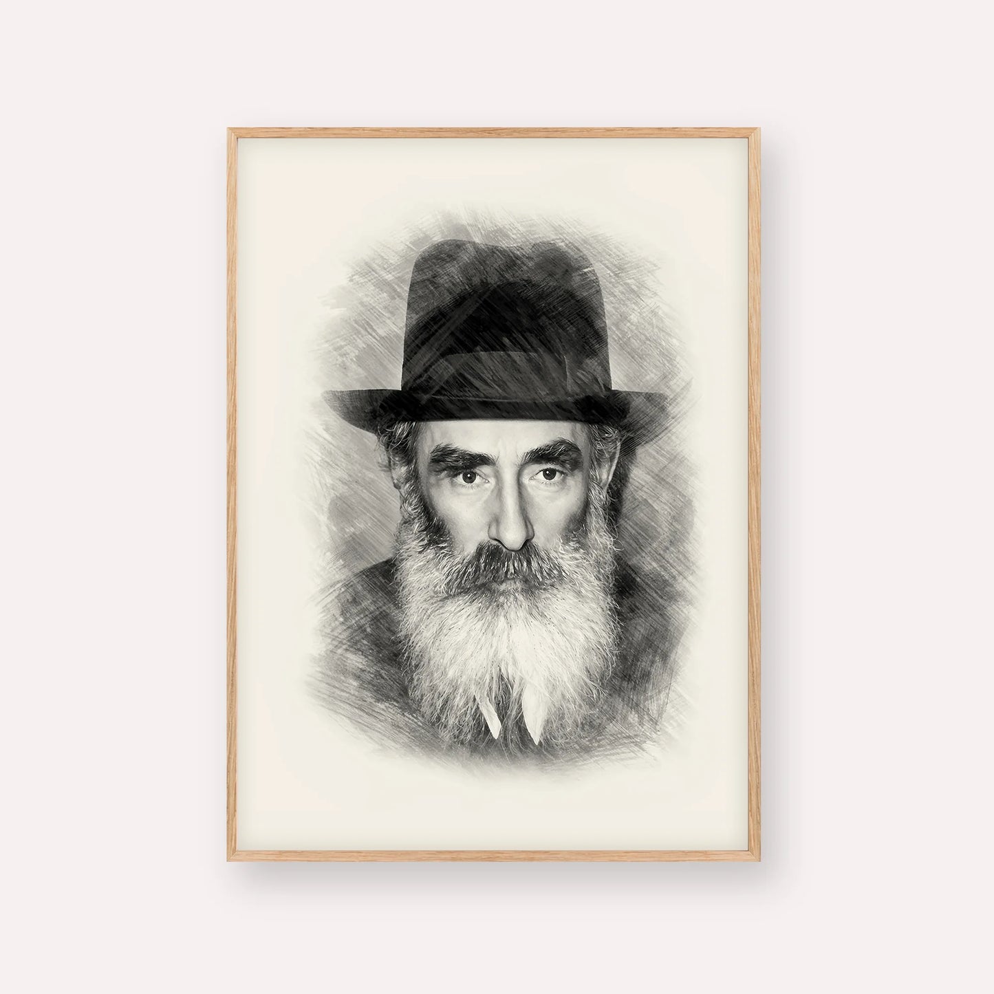 Rabbi Yechezkel Levenstein – Black & White – Wood Frame Vertical | Jewish Wall Art, Gedolim Pictures