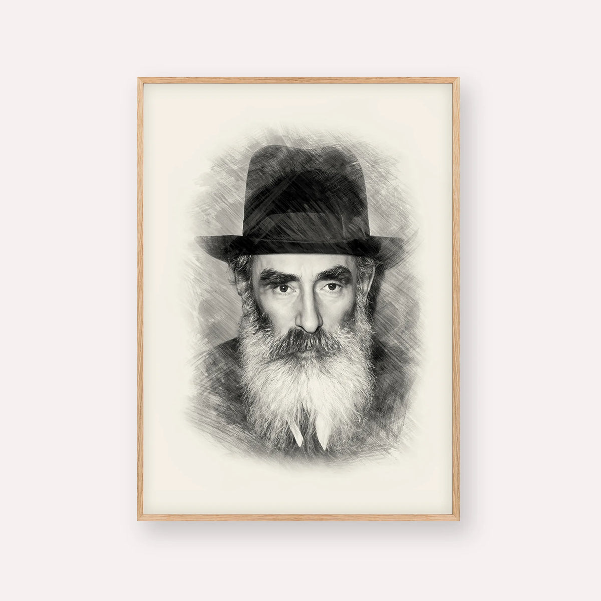 Rabbi Yechezkel Levenstein – Black & White – Wood Frame Vertical | Jewish Wall Art, Gedolim Pictures