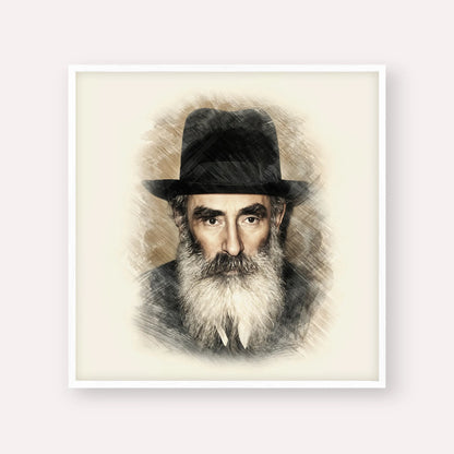 Rabbi Yechezkel Levenstein – White Frame Square | Jewish Wall Art, Gedolim Pictures
