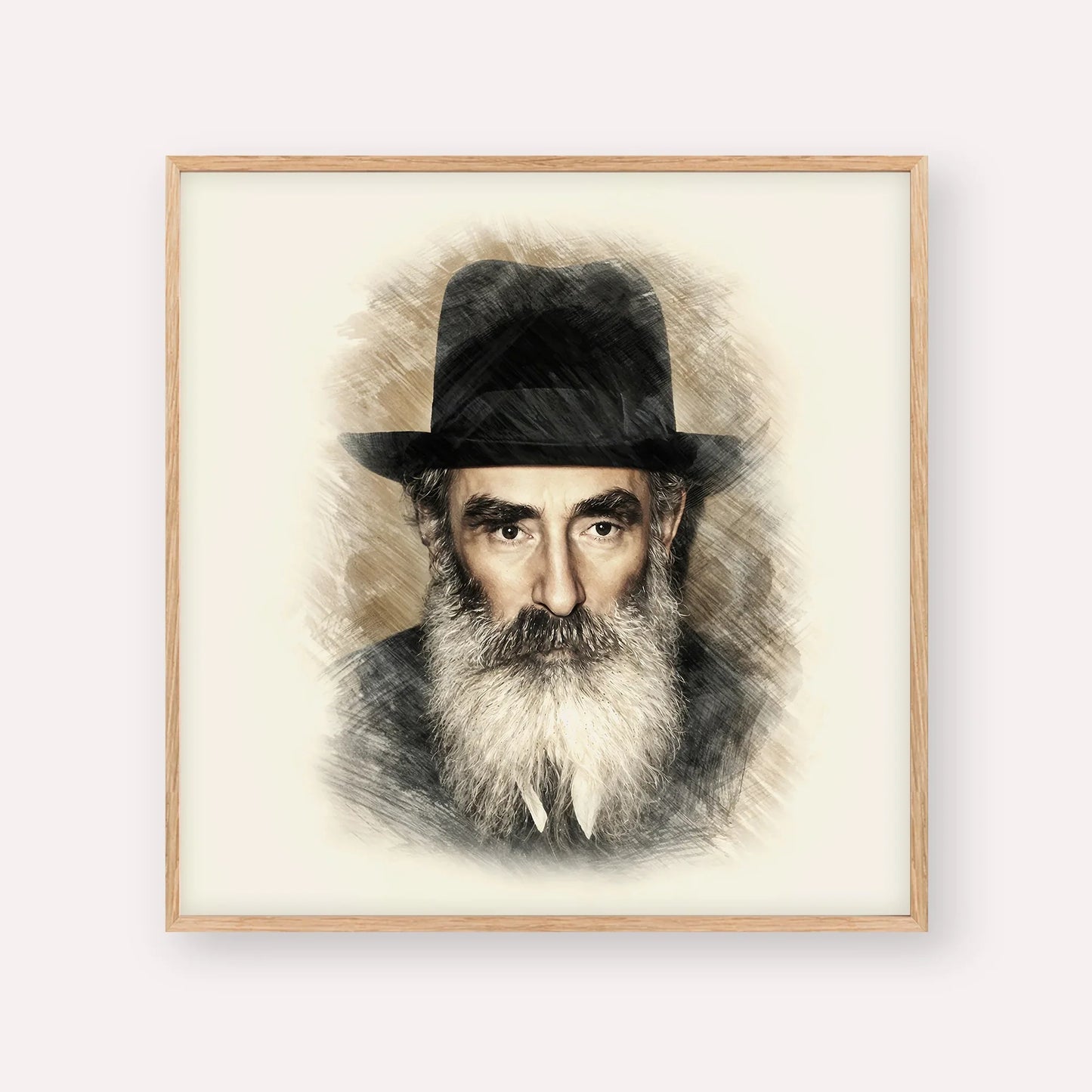 Rabbi Yechezkel Levenstein – Wood Frame Square | Jewish Wall Art, Gedolim Pictures