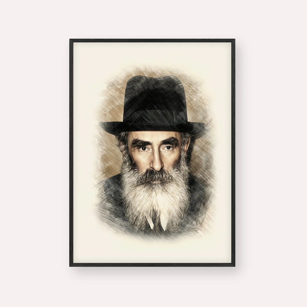 Rabbi Yechezkel Levenstein – Black Frame Vertical | Jewish Wall Art, Gedolim Pictures