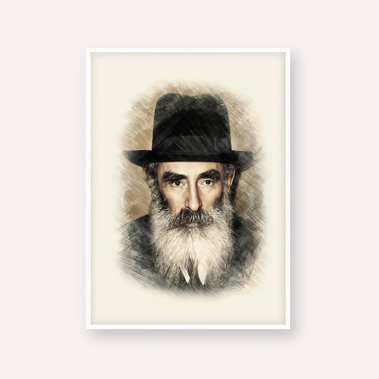 Rabbi Yechezkel Levenstein – White Frame Vertical | Jewish Wall Art, Gedolim Pictures