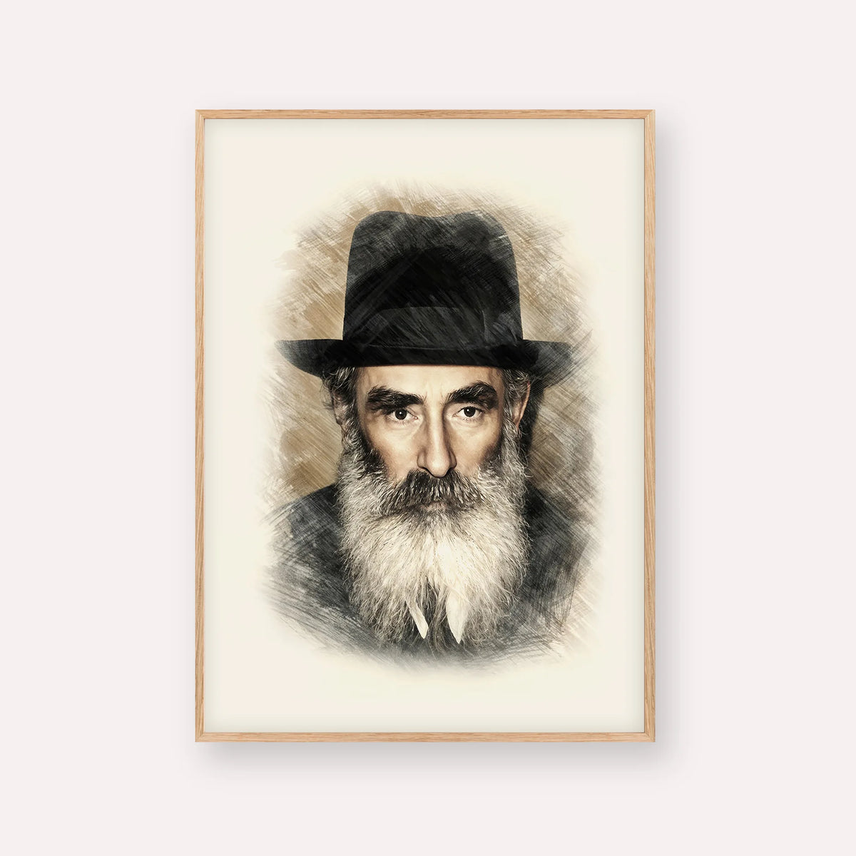 Rabbi Yechezkel Levenstein – Wood Frame Vertical | Jewish Wall Art, Gedolim Pictures