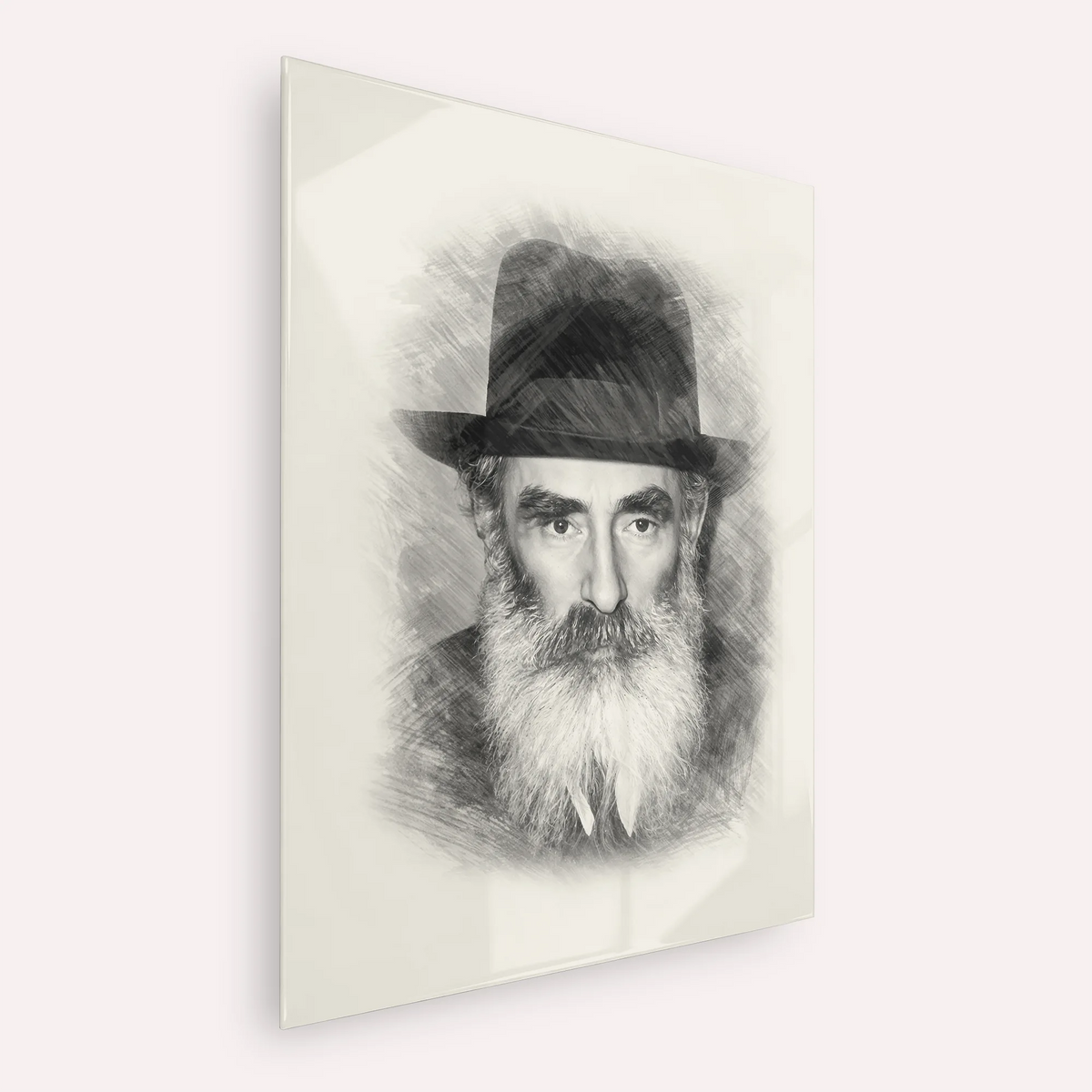 Rabbi Yechezkel Levenstein – Black & White – Acrylic Glass Vertical | Jewish Wall Art, Gedolim Pictures