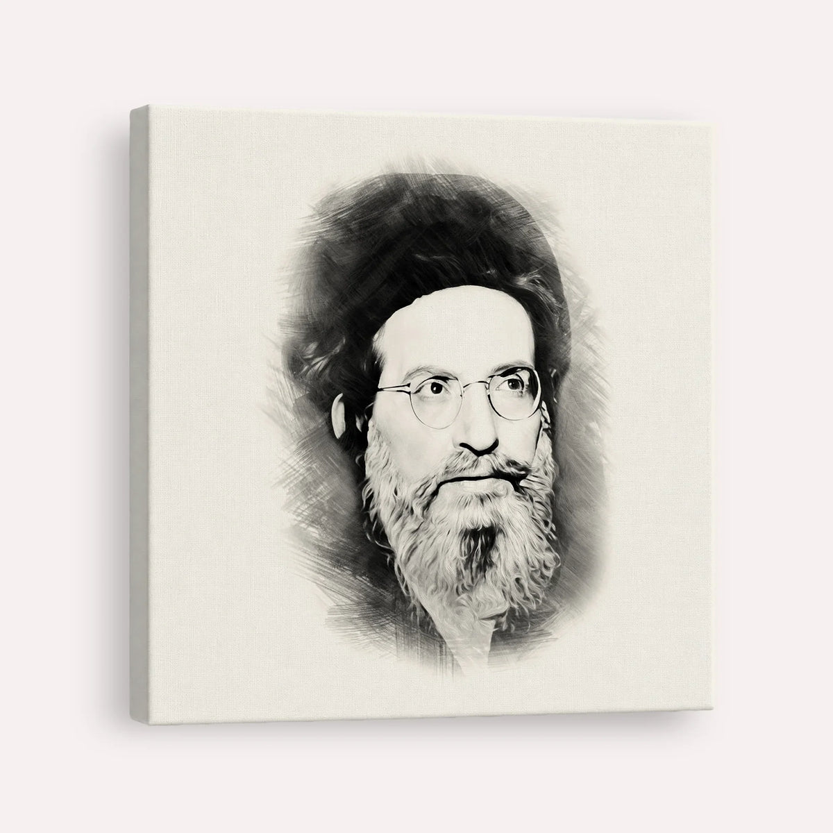 Rabbi Yehuda Ashlag ( Baal HaSulam) – Black & White – Canvas Square | Jewish Wall Art, Gedolim Pictures
