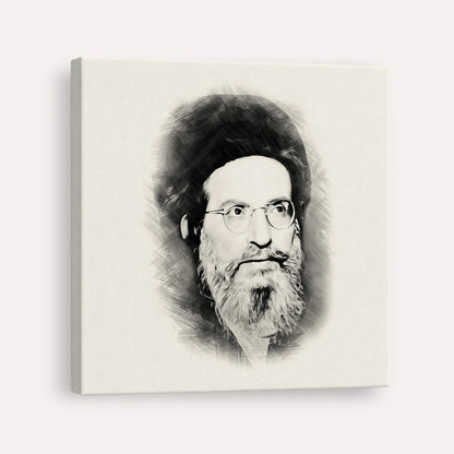 Rabbi Yehuda Ashlag ( Baal HaSulam) – Black & White – Canvas Square | Jewish Wall Art, Gedolim Pictures