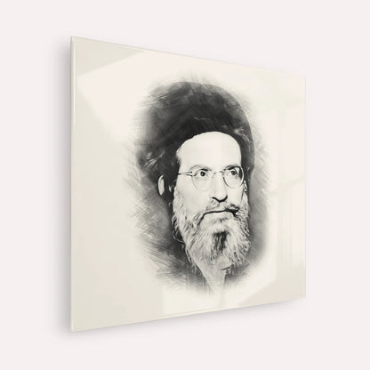 Rabbi Yehuda Ashlag ( Baal HaSulam) – Black & White – Acrylic Glass Square | Jewish Wall Art, Gedolim Pictures