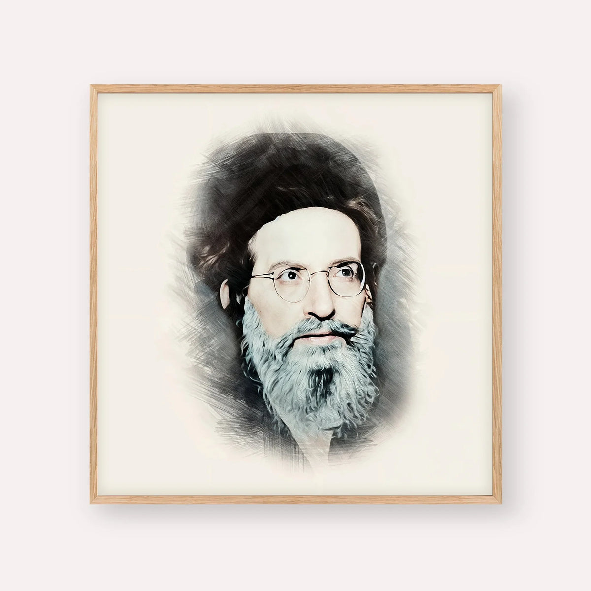 Rabbi Yehuda Ashlag ( Baal HaSulam) – Wood Frame Square | Jewish Wall Art, Gedolim Pictures