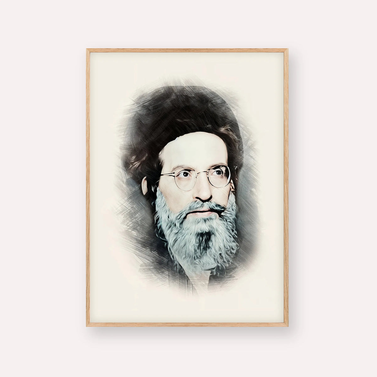 Rabbi Yehuda Ashlag ( Baal HaSulam) – Wood Frame Vertical | Jewish Wall Art, Gedolim Pictures