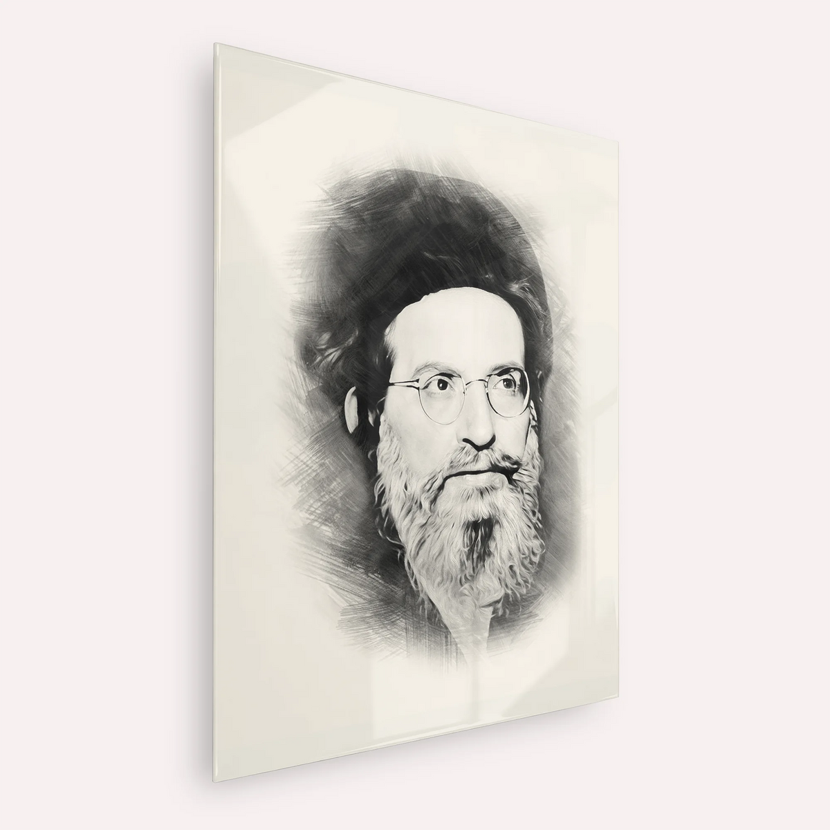 Rabbi Yehuda Ashlag ( Baal HaSulam) – Black & White – Acrylic Glass Vertical | Jewish Wall Art, Gedolim Pictures