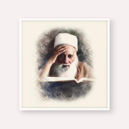 Rabbi Yehuda Fatiyah – White Frame Square | Jewish Wall Art, Gedolim Pictures
