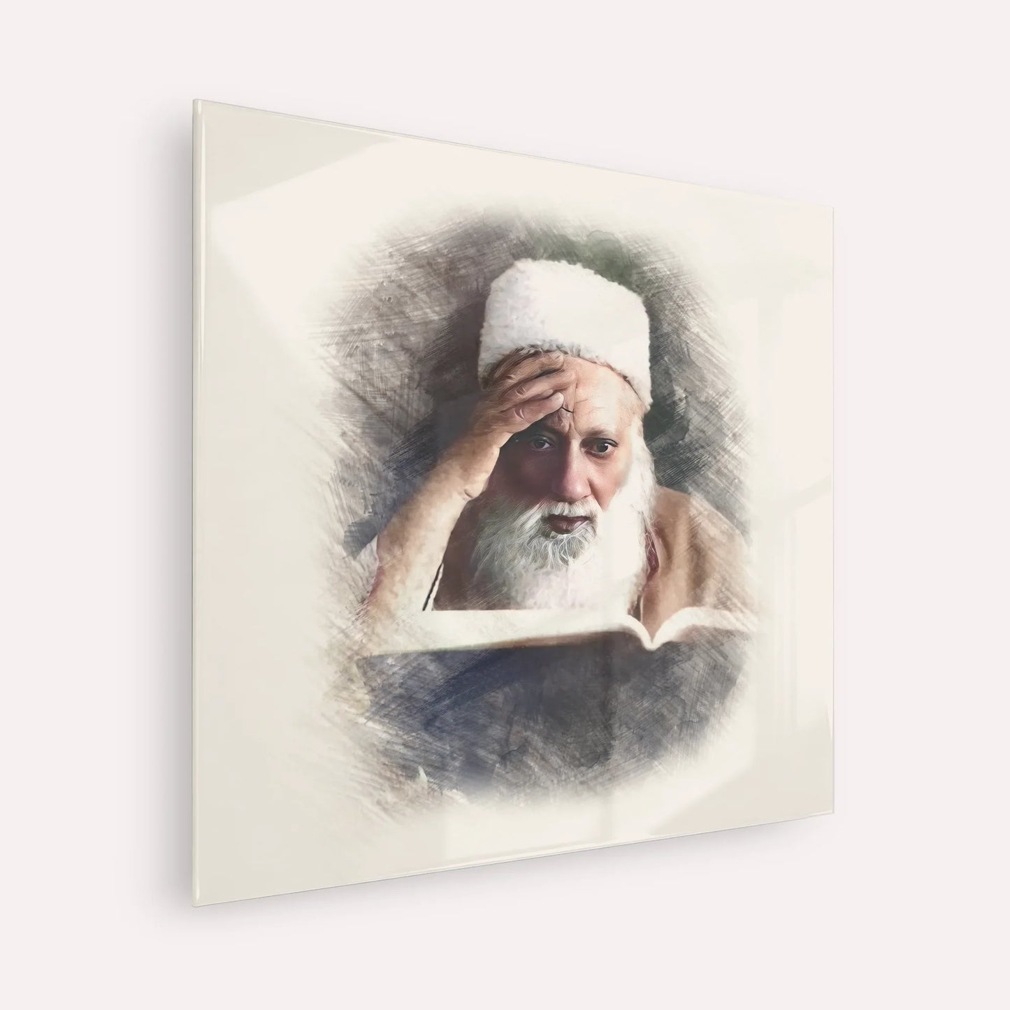 Rabbi Yehuda Fatiyah – Acrylic Glass Square | Jewish Wall Art, Gedolim Pictures