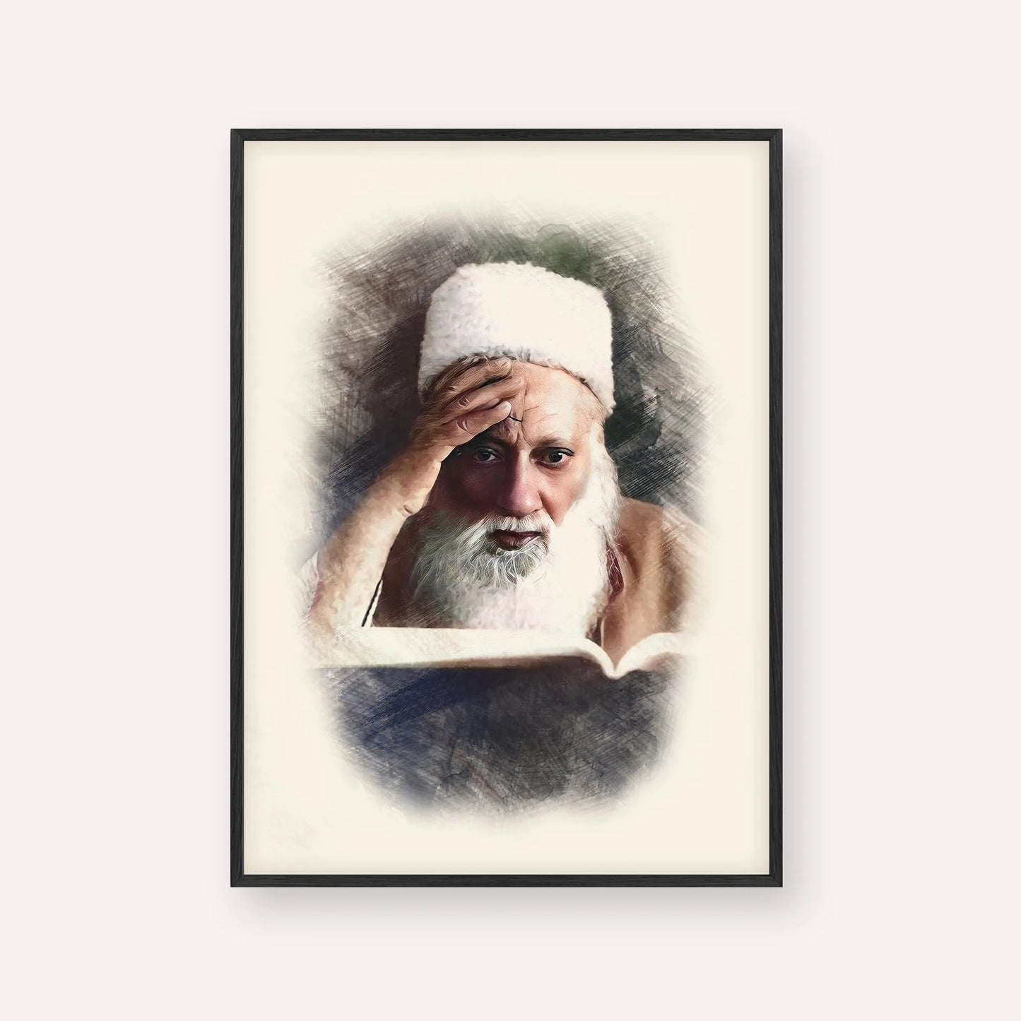 Rabbi Yehuda Fatiyah – Black Frame Vertical | Jewish Wall Art, Gedolim Pictures