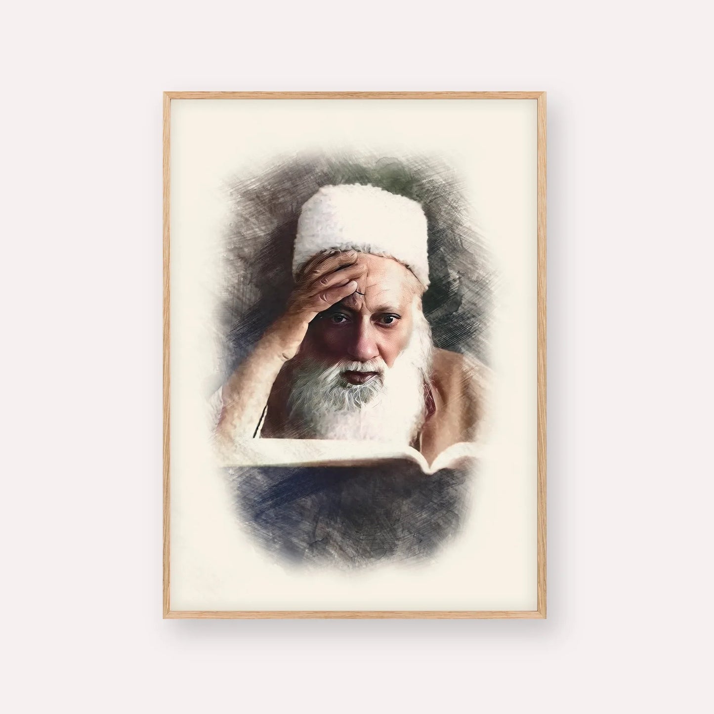 Rabbi Yehuda Fatiyah – Wood Frame Vertical | Jewish Wall Art, Gedolim Pictures