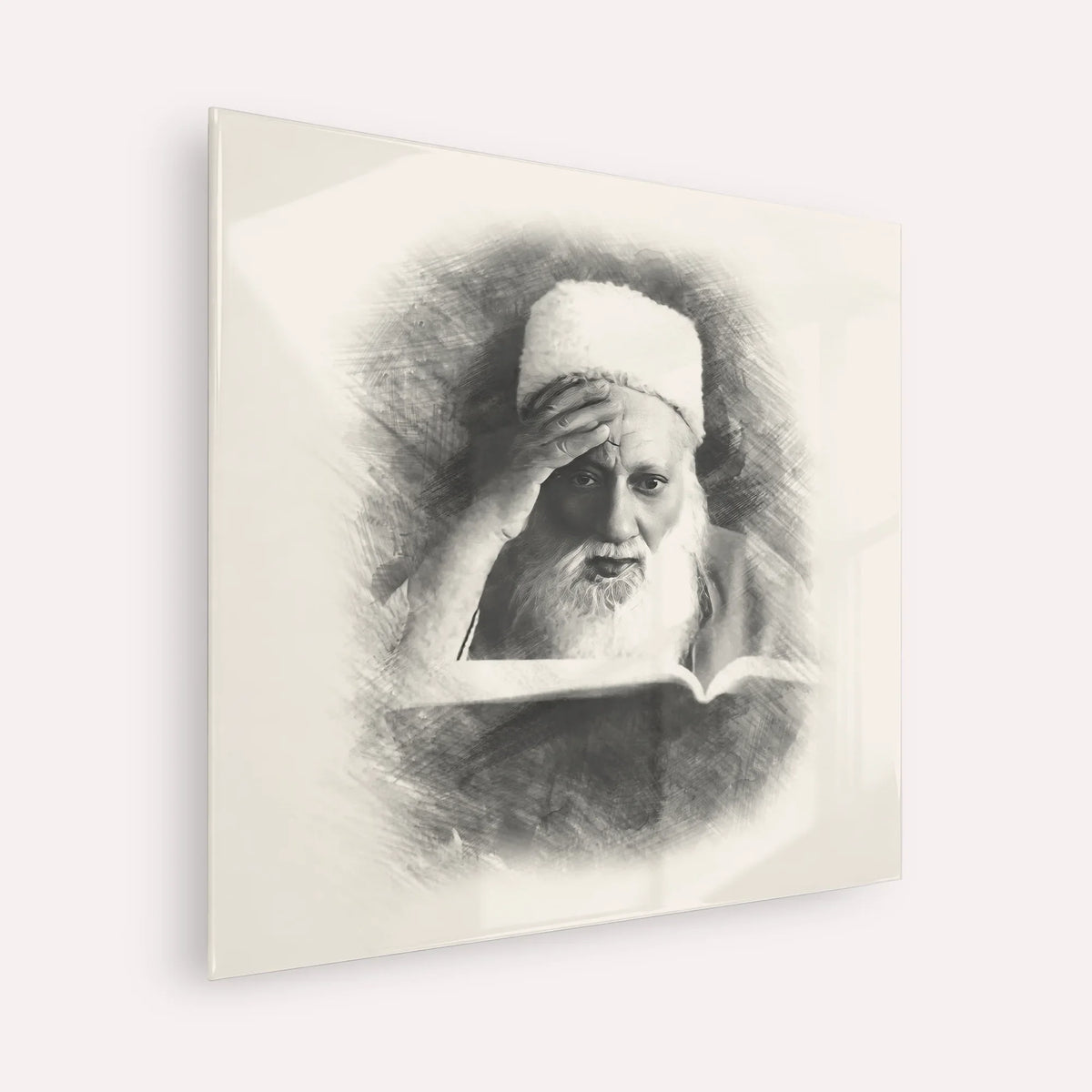 Rabbi Yehuda Fatiyah – Acrylic Glass Square | Jewish Wall Art, Gedolim Pictures