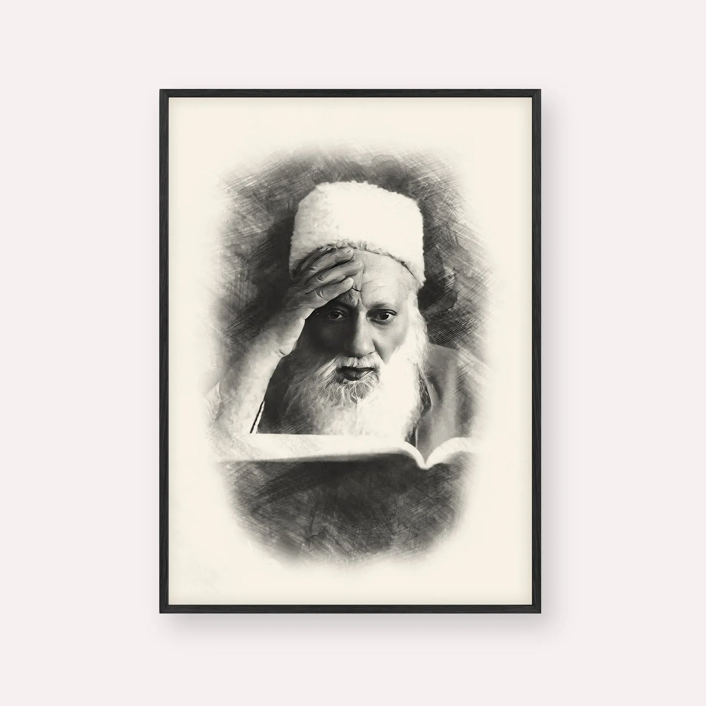 Rabbi Yehuda Fatiyah – Black Frame Vertical | Jewish Wall Art, Gedolim Pictures
