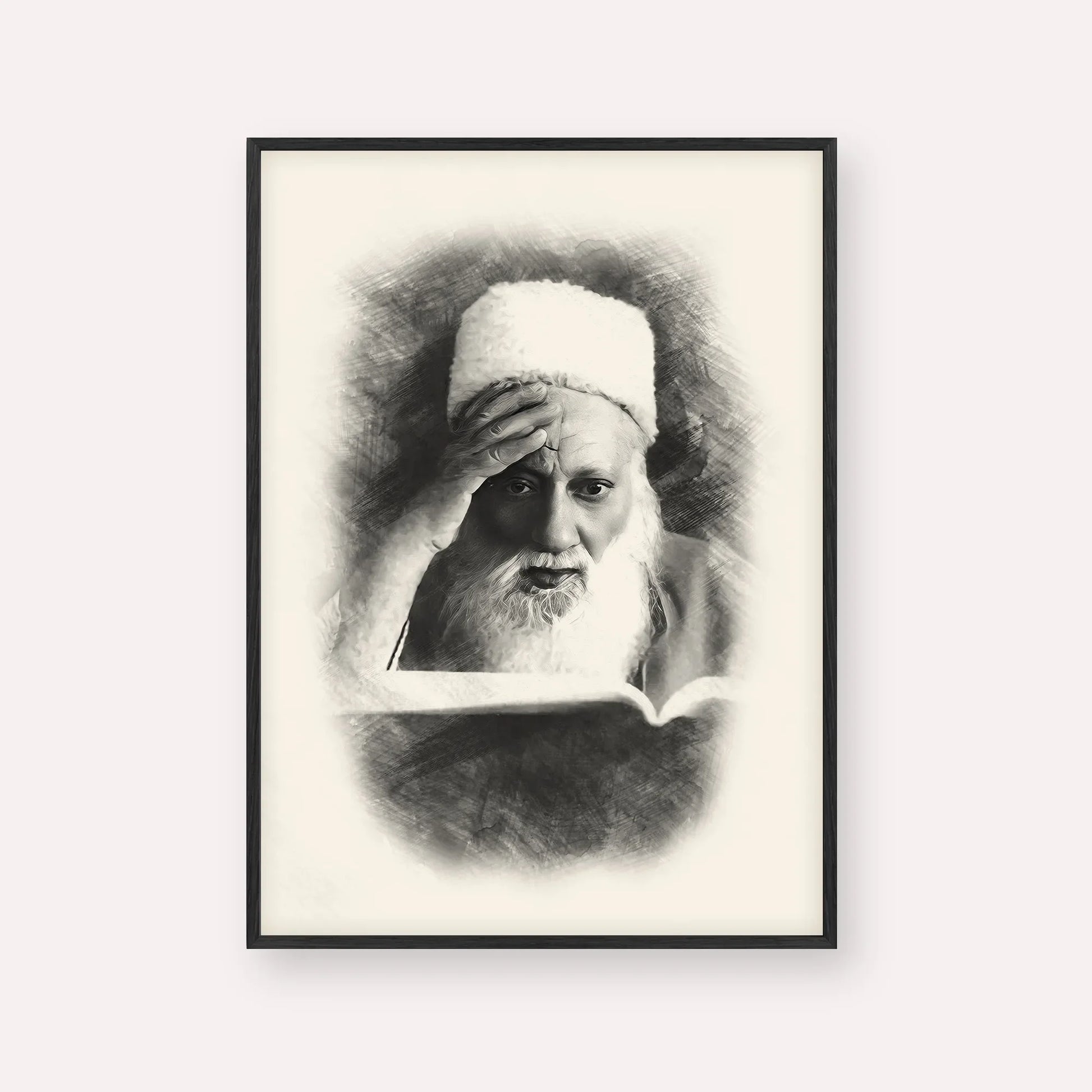 Rabbi Yehuda Fatiyah – Black Frame Vertical | Jewish Wall Art, Gedolim Pictures
