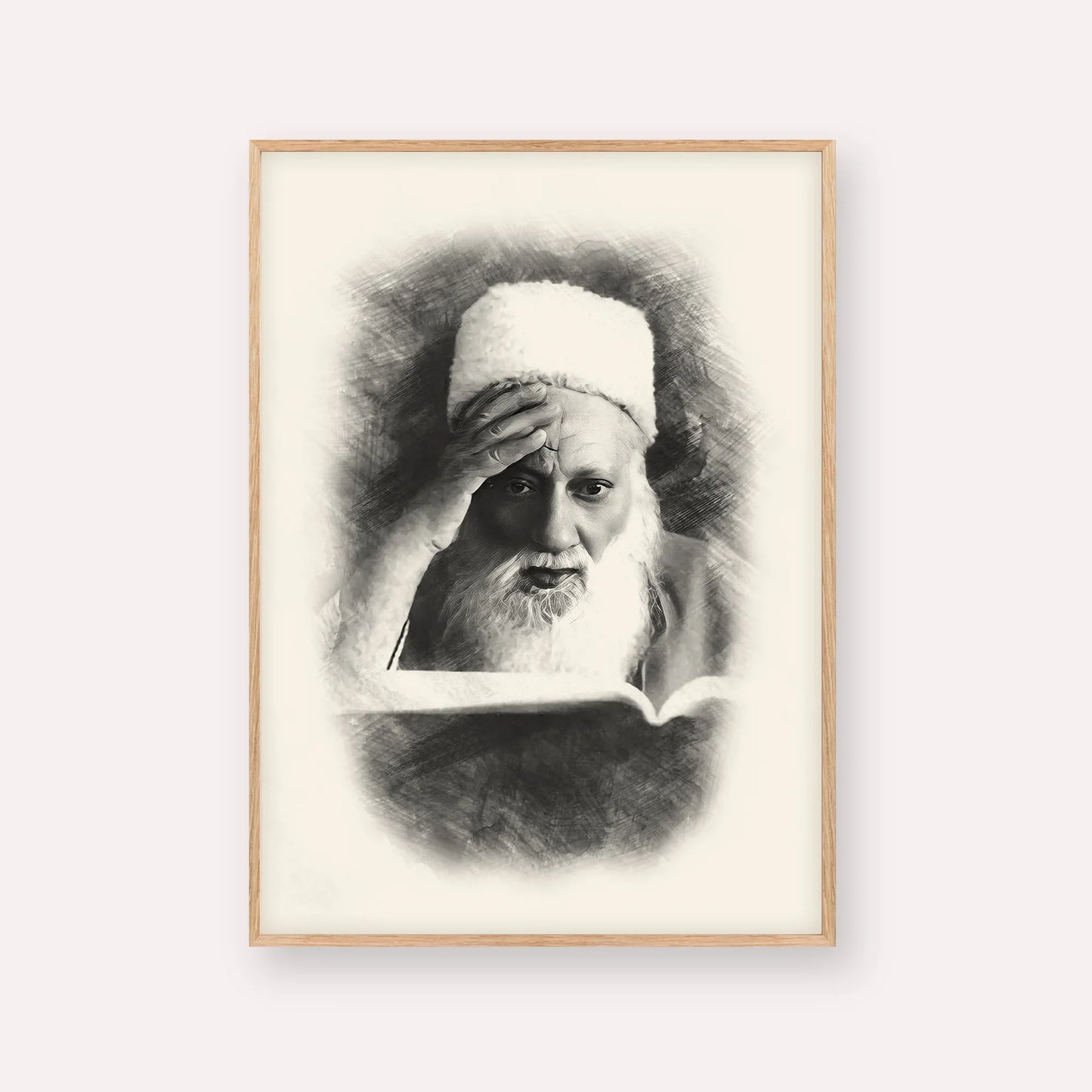 Rabbi Yehuda Fatiyah – Wood Frame Vertical | Jewish Wall Art, Gedolim Pictures