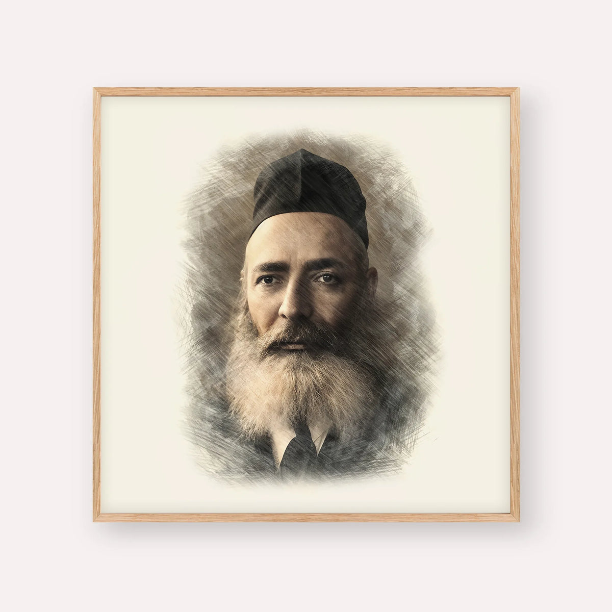 Rabbi Yeruchom Levovitz – Wood Frame Square | Jewish Wall Art, Gedolim Pictures