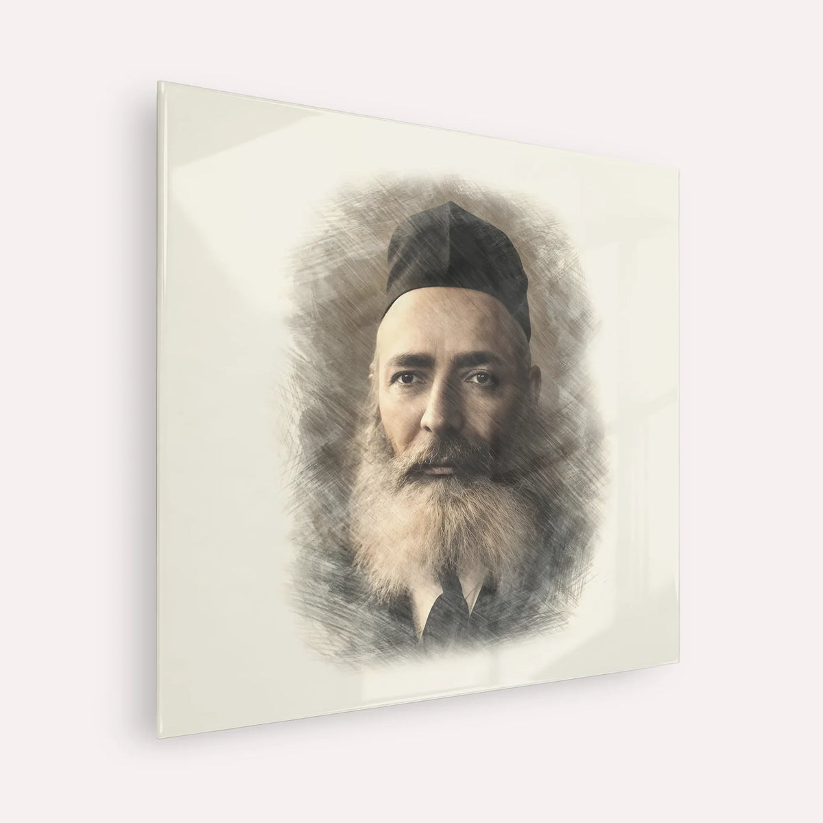 Rabbi Yeruchom Levovitz – Acrylic Glass Square | Jewish Wall Art, Gedolim Pictures