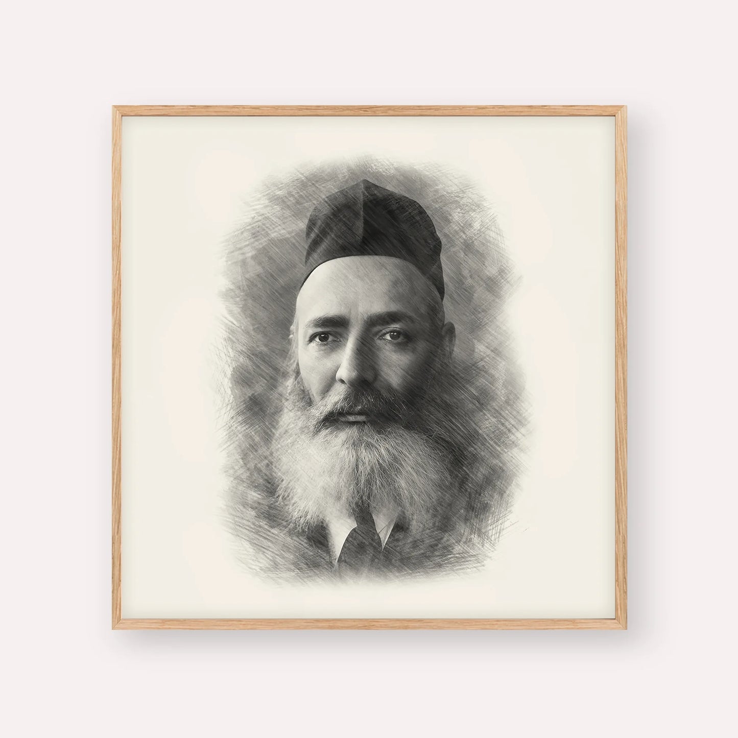 Rabbi Yeruchom Levovitz – Black & White – Wood Frame Square | Jewish Wall Art, Gedolim Pictures