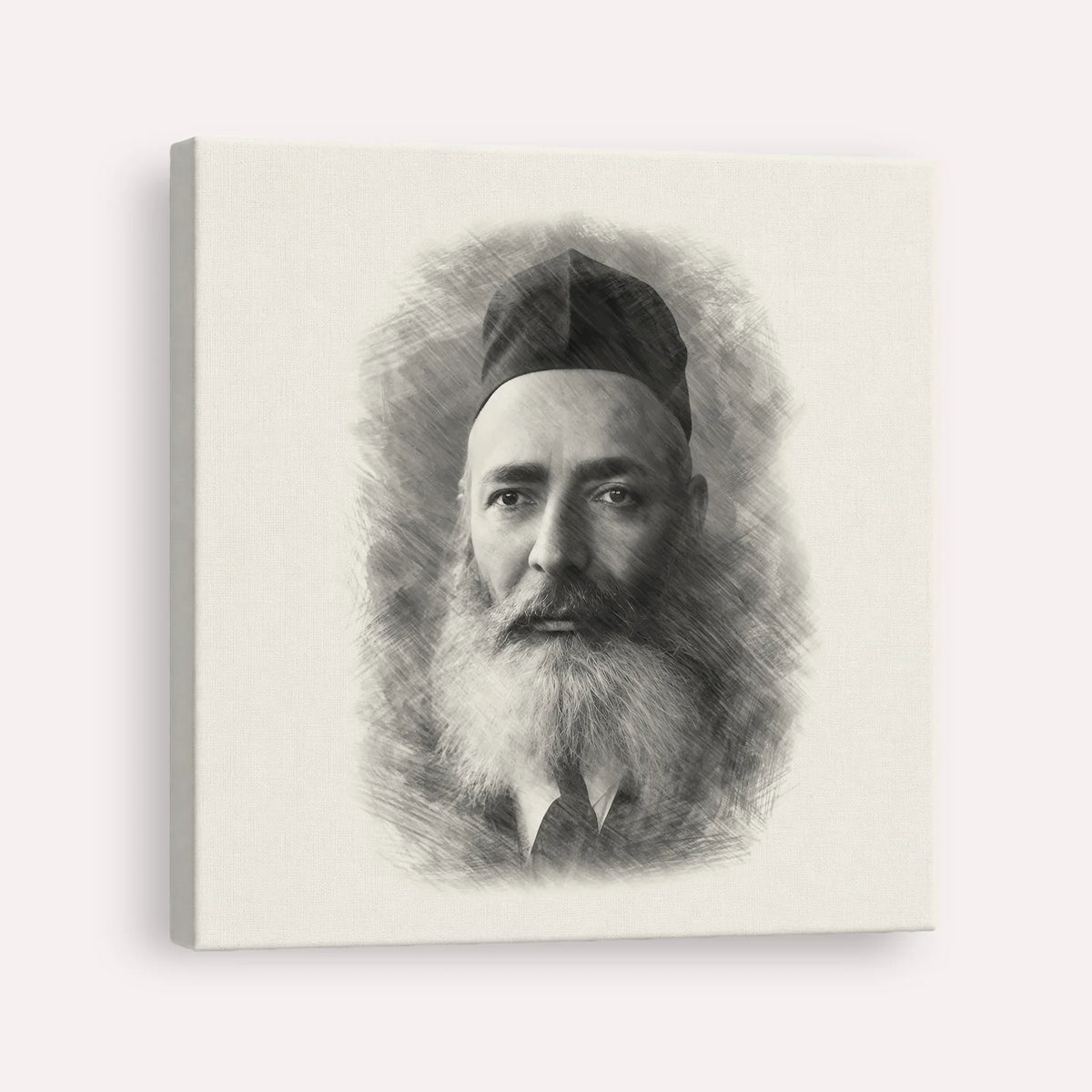 Rabbi Yeruchom Levovitz – Black & White – Canvas Square | Jewish Wall Art, Gedolim Pictures