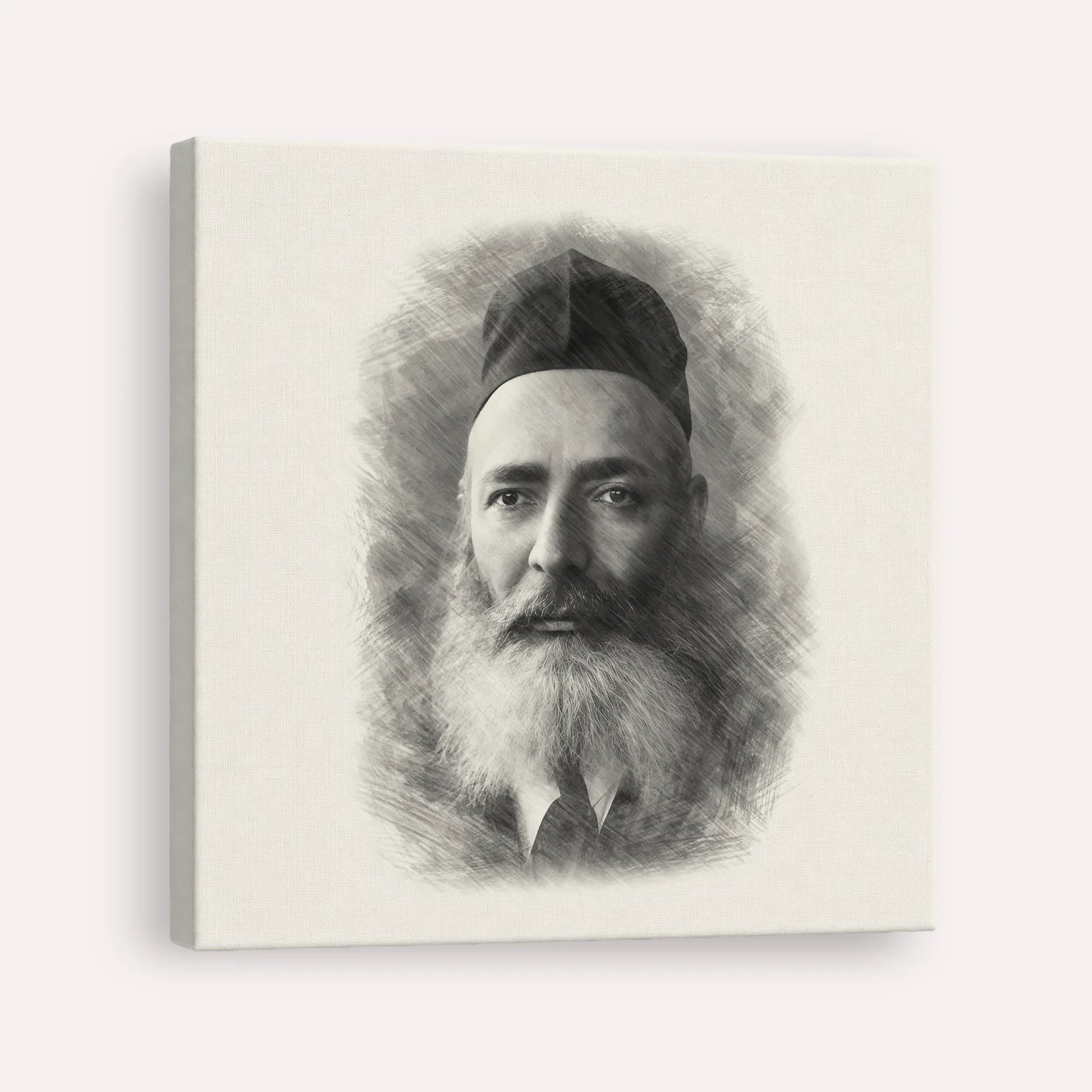 Rabbi Yeruchom Levovitz – Black & White – Canvas Square | Jewish Wall Art, Gedolim Pictures