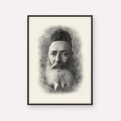 Rabbi Yeruchom Levovitz – Black & White – Black Frame Vertical | Jewish Wall Art, Gedolim Pictures