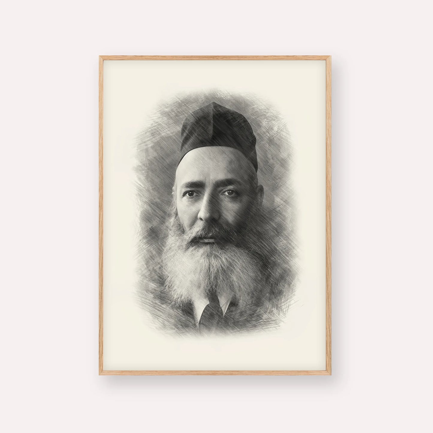 Rabbi Yeruchom Levovitz – Black & White – Wood Frame Vertical | Jewish Wall Art, Gedolim Pictures