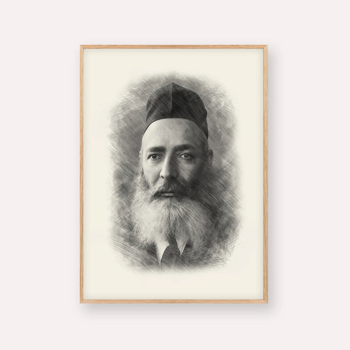 Rabbi Yeruchom Levovitz – Black & White – Wood Frame Vertical | Jewish Wall Art, Gedolim Pictures