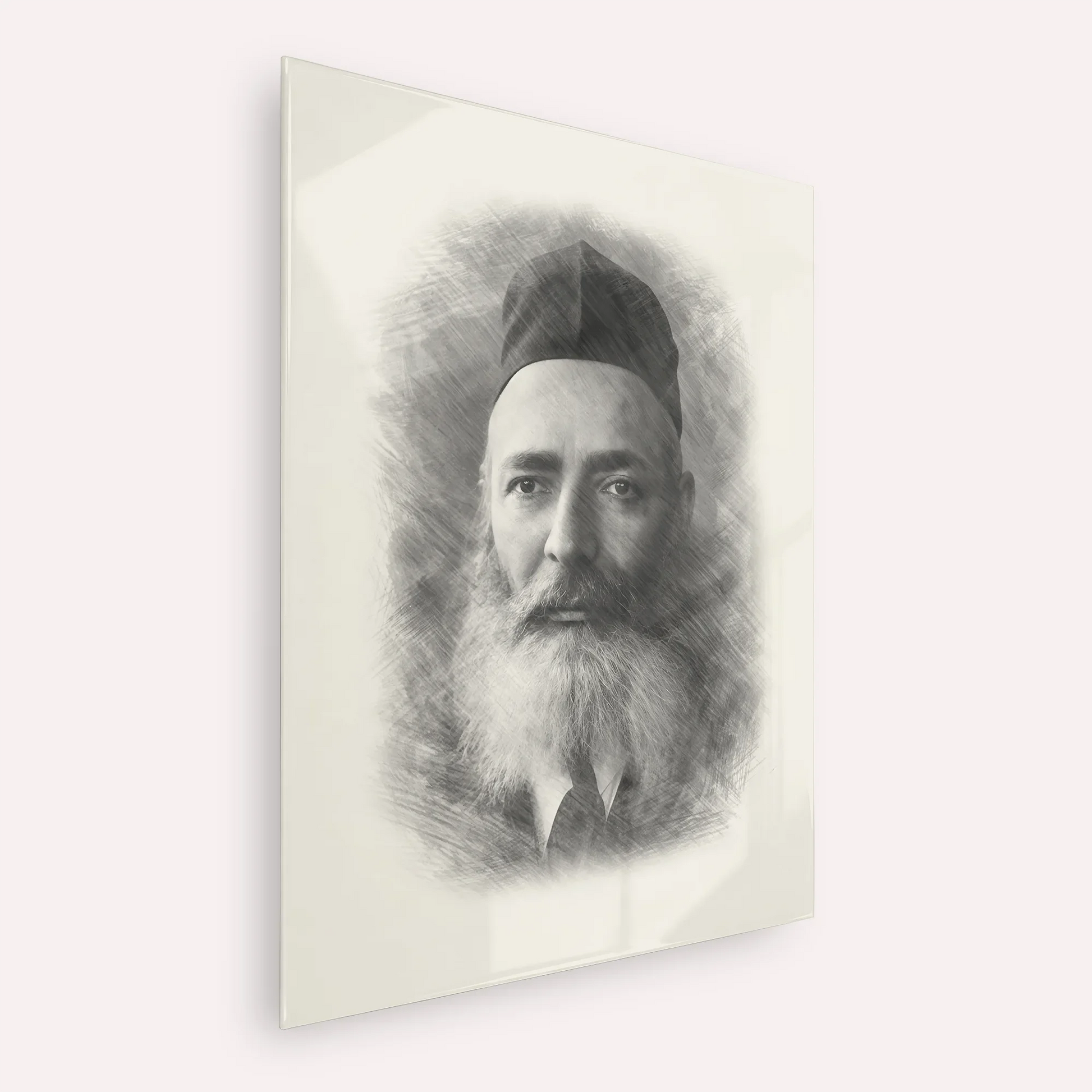 Rabbi Yeruchom Levovitz – Black & White – Acrylic Glass Vertical | Jewish Wall Art, Gedolim Pictures