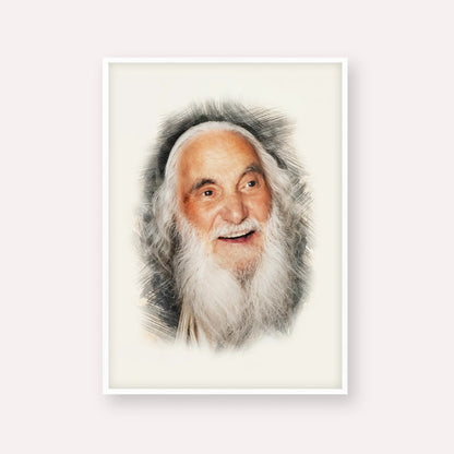 Rabbi Yisroel Dov Ber Odesser – White Frame Vertical | Jewish Wall Art, Gedolim Pictures