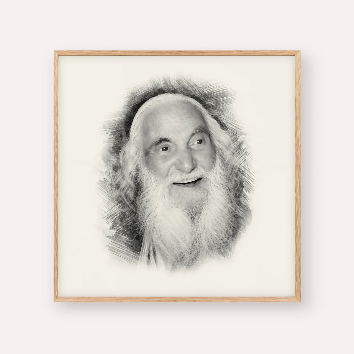 Rabbi Yisroel Dov Ber Odesser – Black & White – Wood Frame Square | Jewish Wall Art, Gedolim Pictures