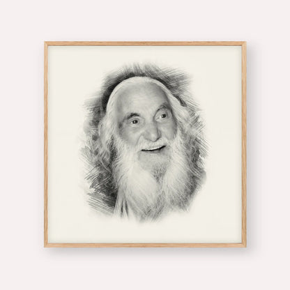 Rabbi Yisroel Dov Ber Odesser – Black & White – Wood Frame Square | Jewish Wall Art, Gedolim Pictures
