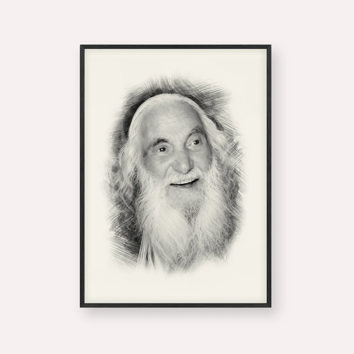 Rabbi Yisroel Dov Ber Odesser – Black & White – Black Frame Vertical | Jewish Wall Art, Gedolim Pictures