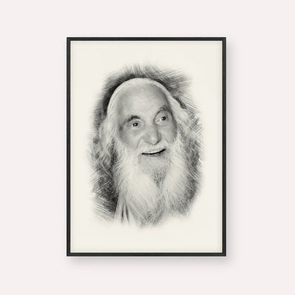 Rabbi Yisroel Dov Ber Odesser – Black & White – Black Frame Vertical | Jewish Wall Art, Gedolim Pictures