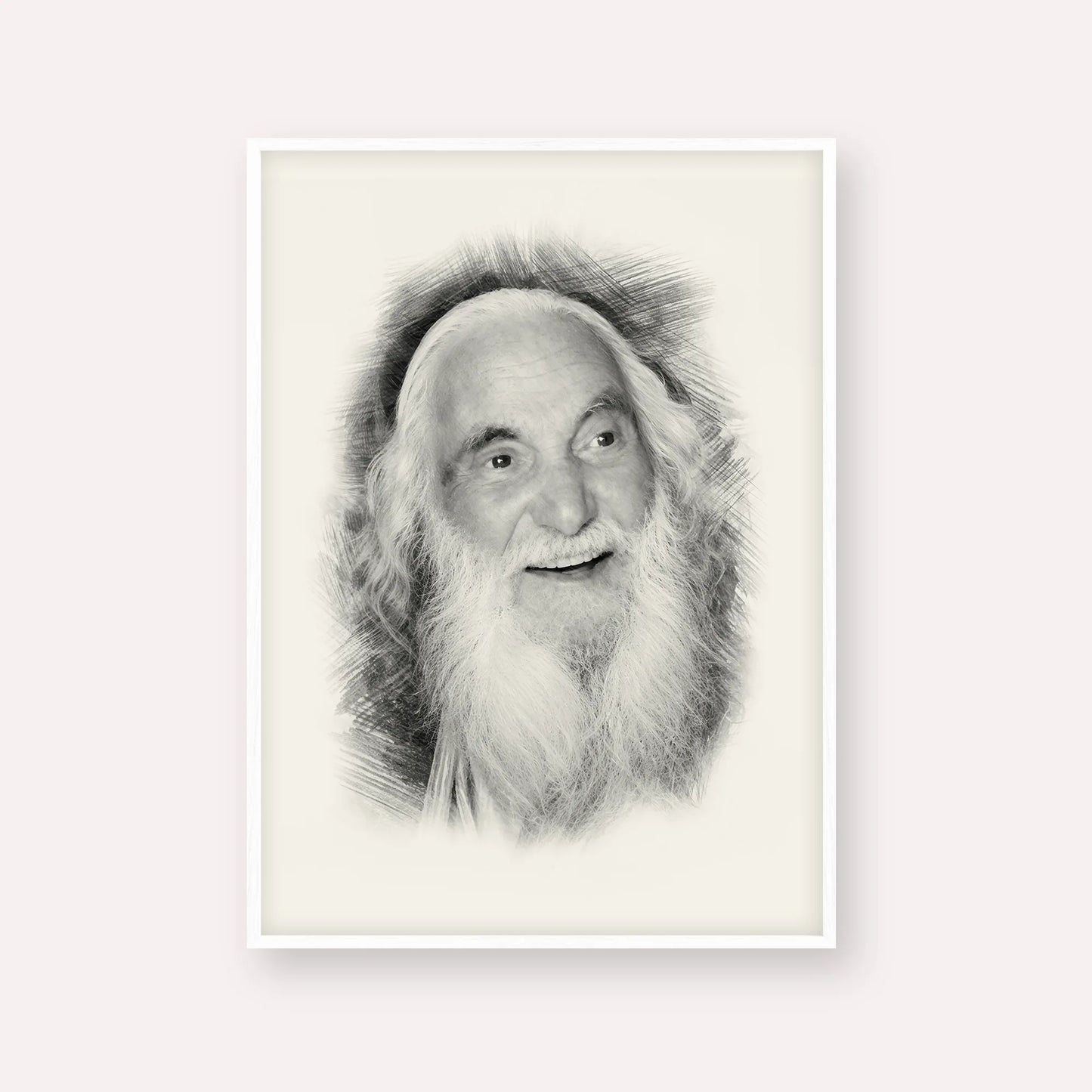 Rabbi Yisroel Dov Ber Odesser – Black & White – White Frame Vertical | Jewish Wall Art, Gedolim Pictures