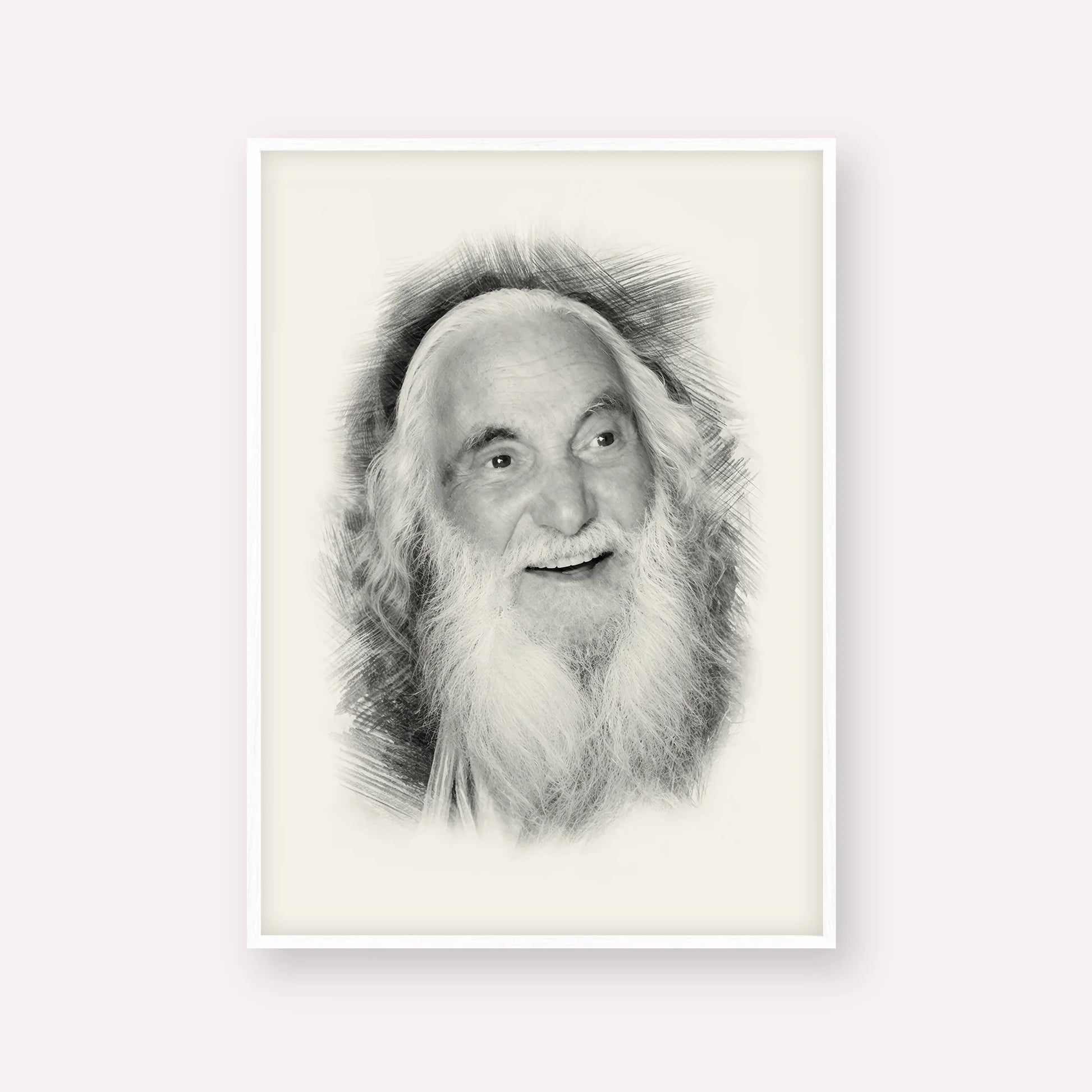 Rabbi Yisroel Dov Ber Odesser – Black & White – White Frame Vertical | Jewish Wall Art, Gedolim Pictures