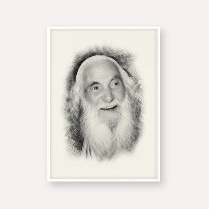 Rabbi Yisroel Dov Ber Odesser – Black & White – White Frame Vertical | Jewish Wall Art, Gedolim Pictures