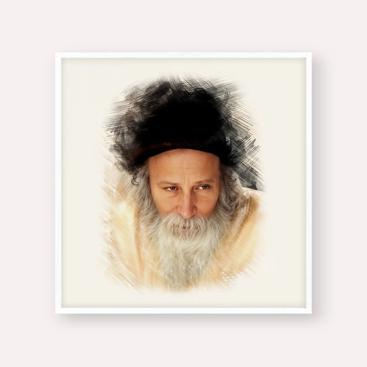 Rabbi Yitzchak Meir Morgenstern – White Frame Square | Jewish Wall Art, Gedolim Pictures