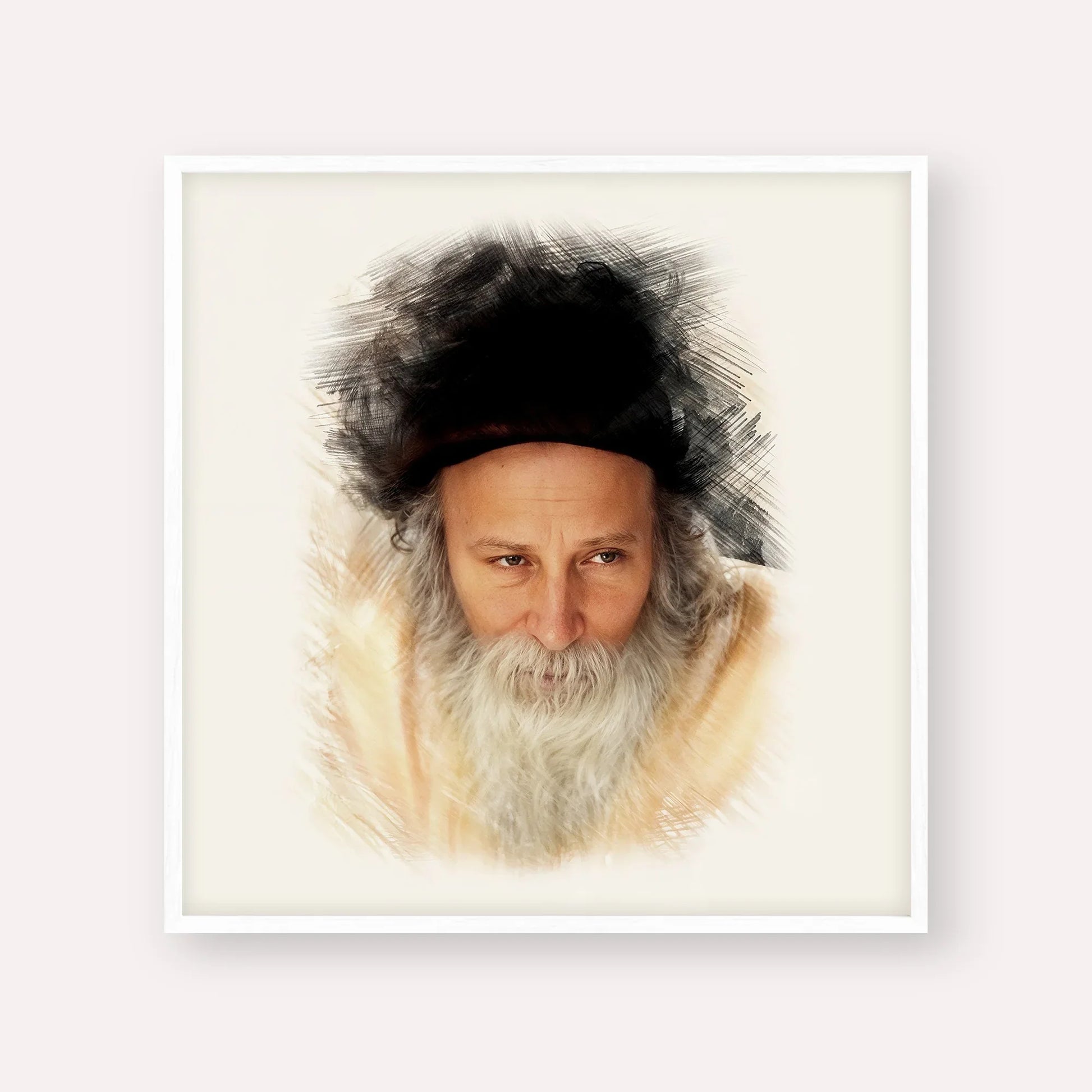 Rabbi Yitzchak Meir Morgenstern – White Frame Square | Jewish Wall Art, Gedolim Pictures