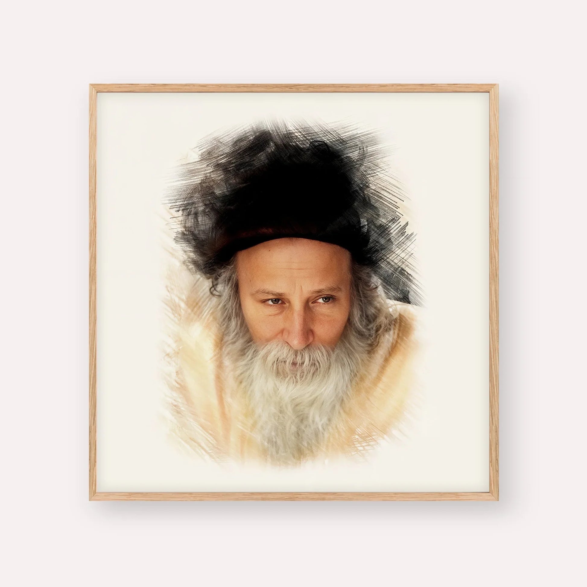 Rabbi Yitzchak Meir Morgenstern – Wood Frame Square | Jewish Wall Art, Gedolim Pictures
