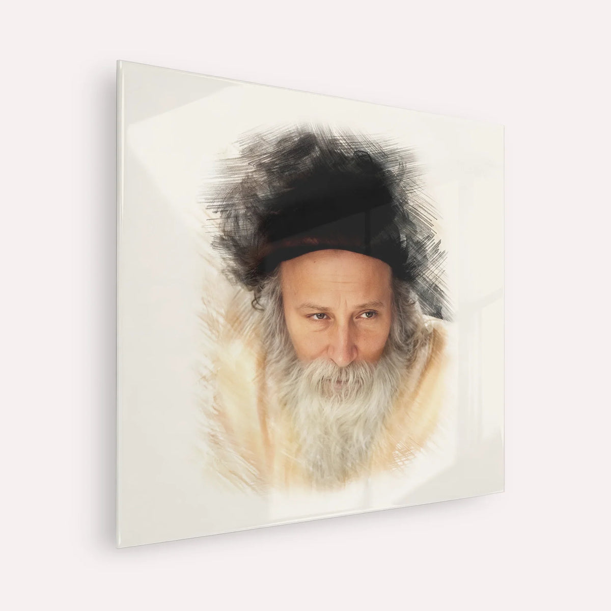 Rabbi Yitzchak Meir Morgenstern – Acrylic Glass Square | Jewish Wall Art, Gedolim Pictures