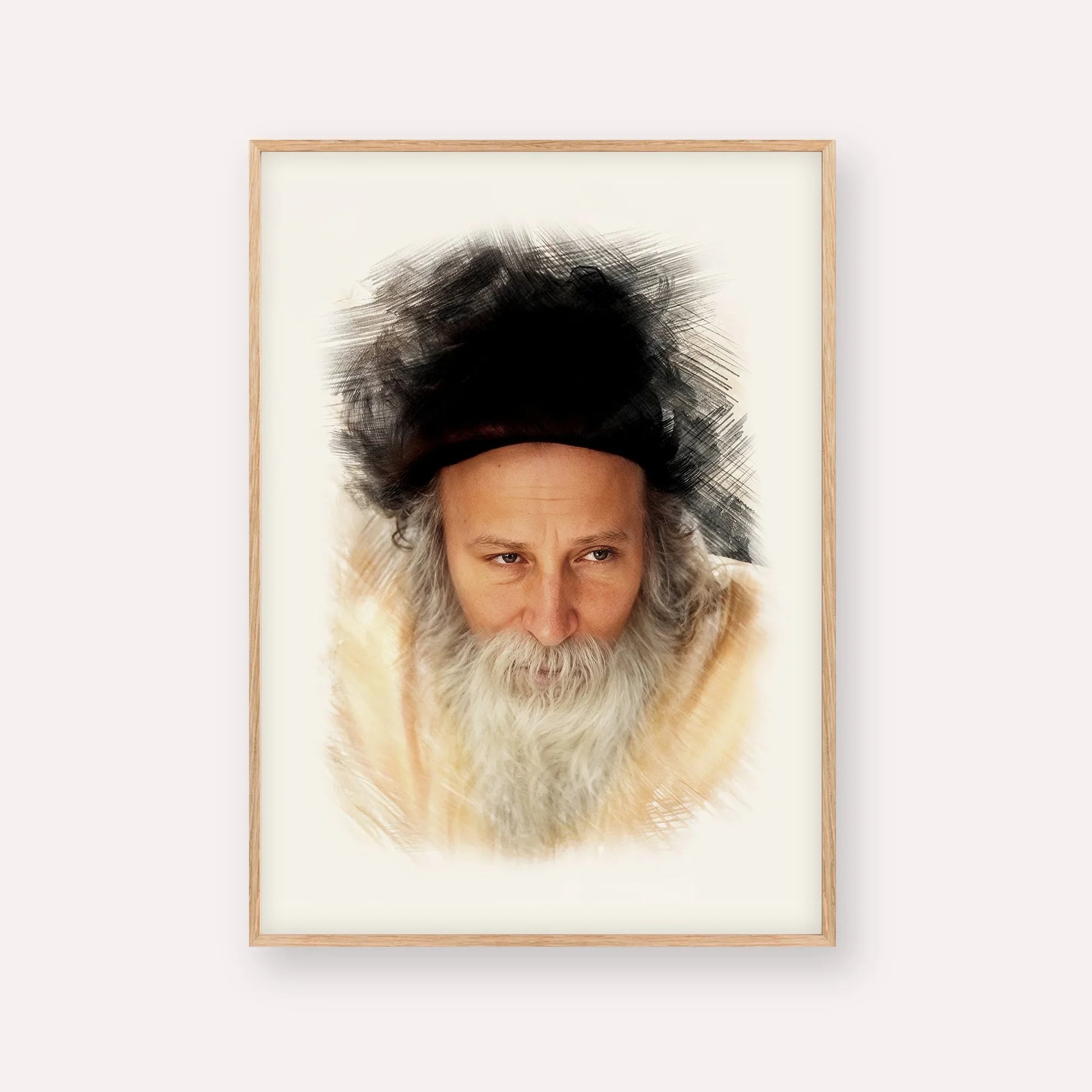 Rabbi Yitzchak Meir Morgenstern – Wood Frame Vertical | Jewish Wall Art, Gedolim Pictures