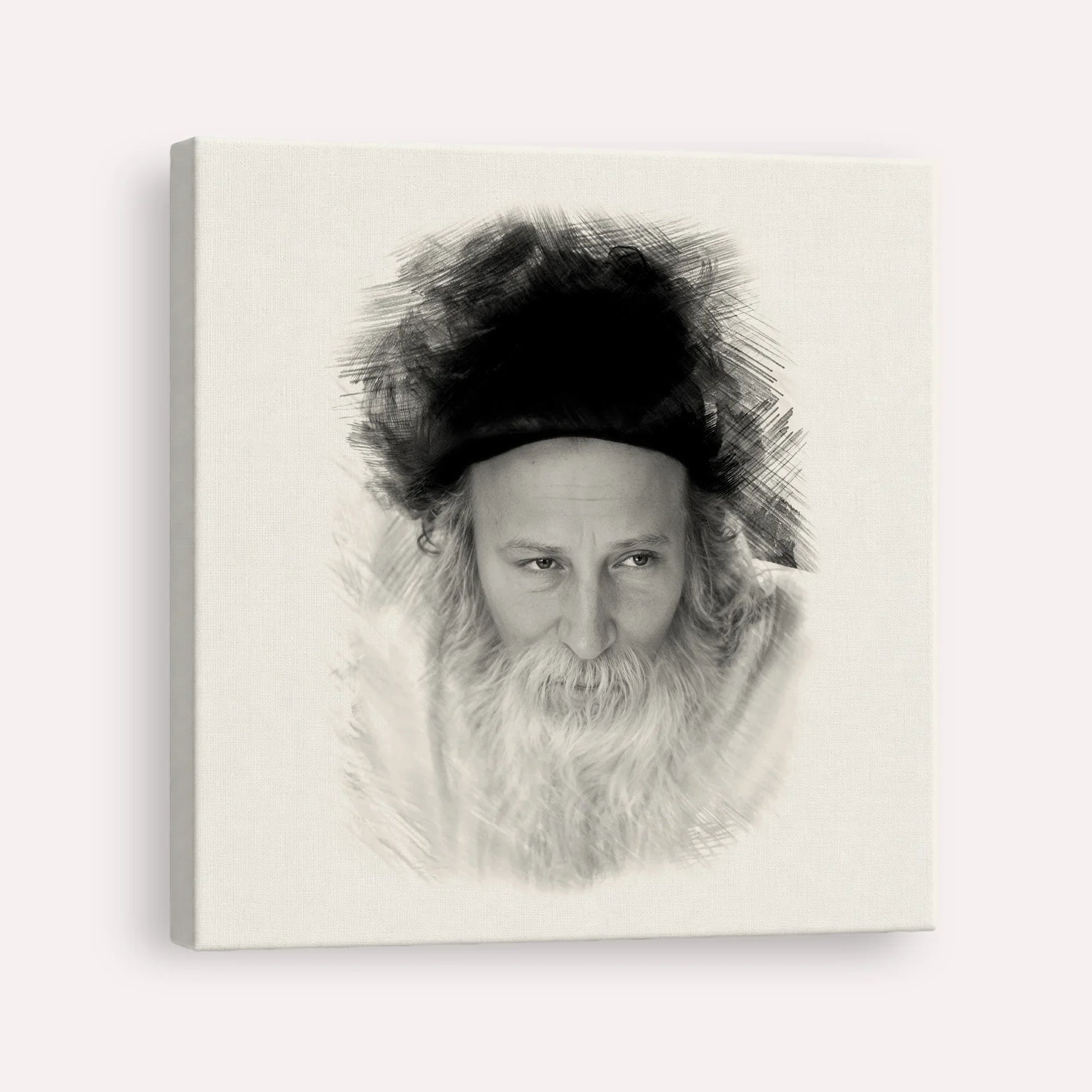Rabbi Yitzchak Meir Morgenstern – Black & White – Canvas Square | Jewish Wall Art, Gedolim Pictures