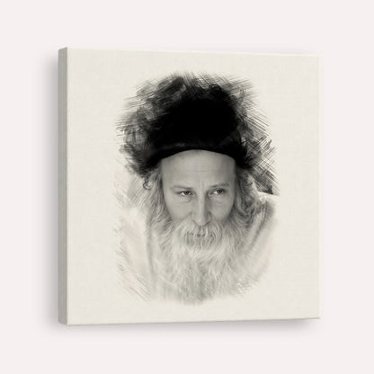 Rabbi Yitzchak Meir Morgenstern – Black & White – Canvas Square | Jewish Wall Art, Gedolim Pictures