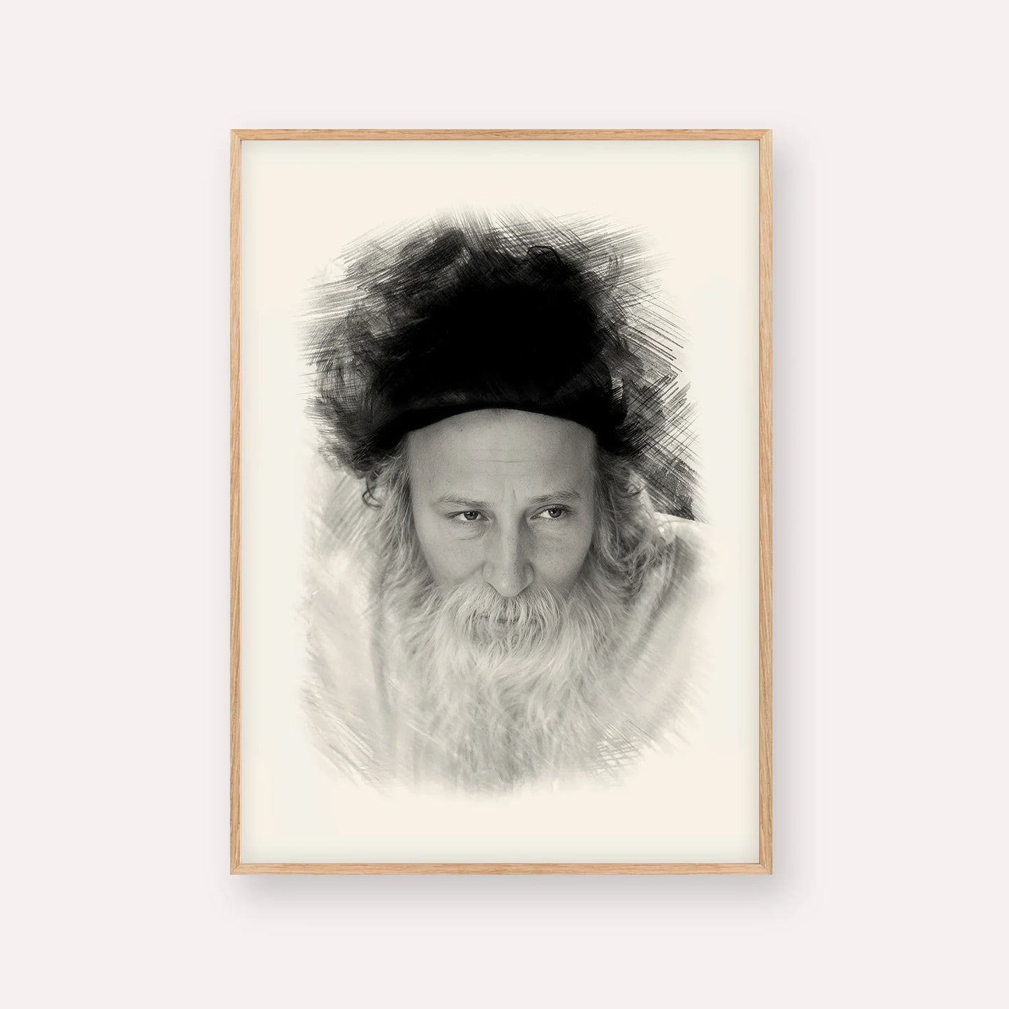 Rabbi Yitzchak Meir Morgenstern – Black & White – Wood Frame Vertical | Jewish Wall Art, Gedolim Pictures