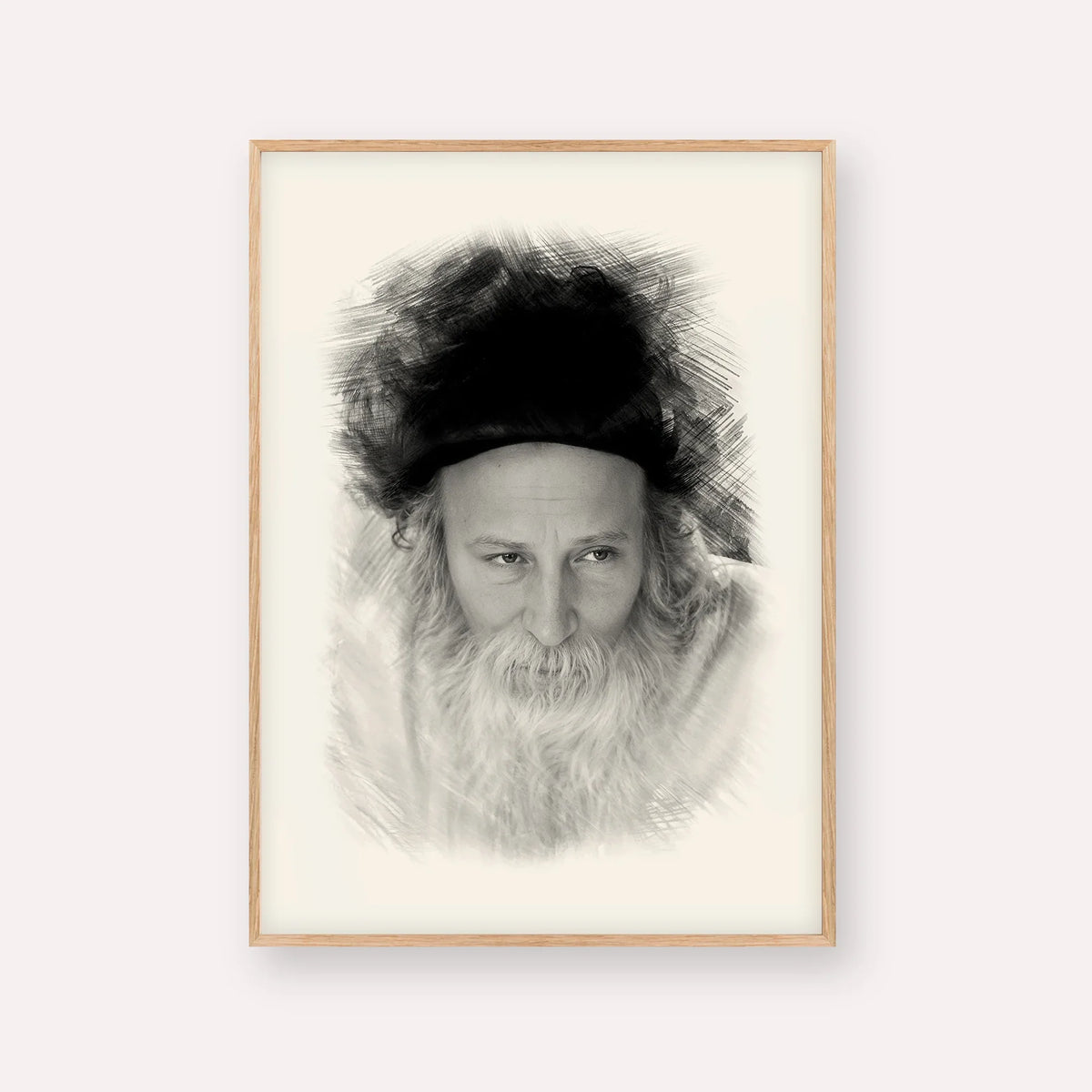 Rabbi Yitzchak Meir Morgenstern – Black & White – Wood Frame Vertical | Jewish Wall Art, Gedolim Pictures