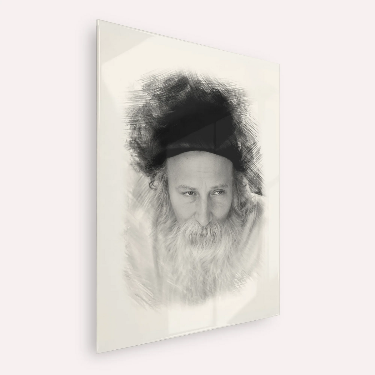 Rabbi Yitzchak Meir Morgenstern – Black & White – Acrylic Glass Vertical | Jewish Wall Art, Gedolim Pictures