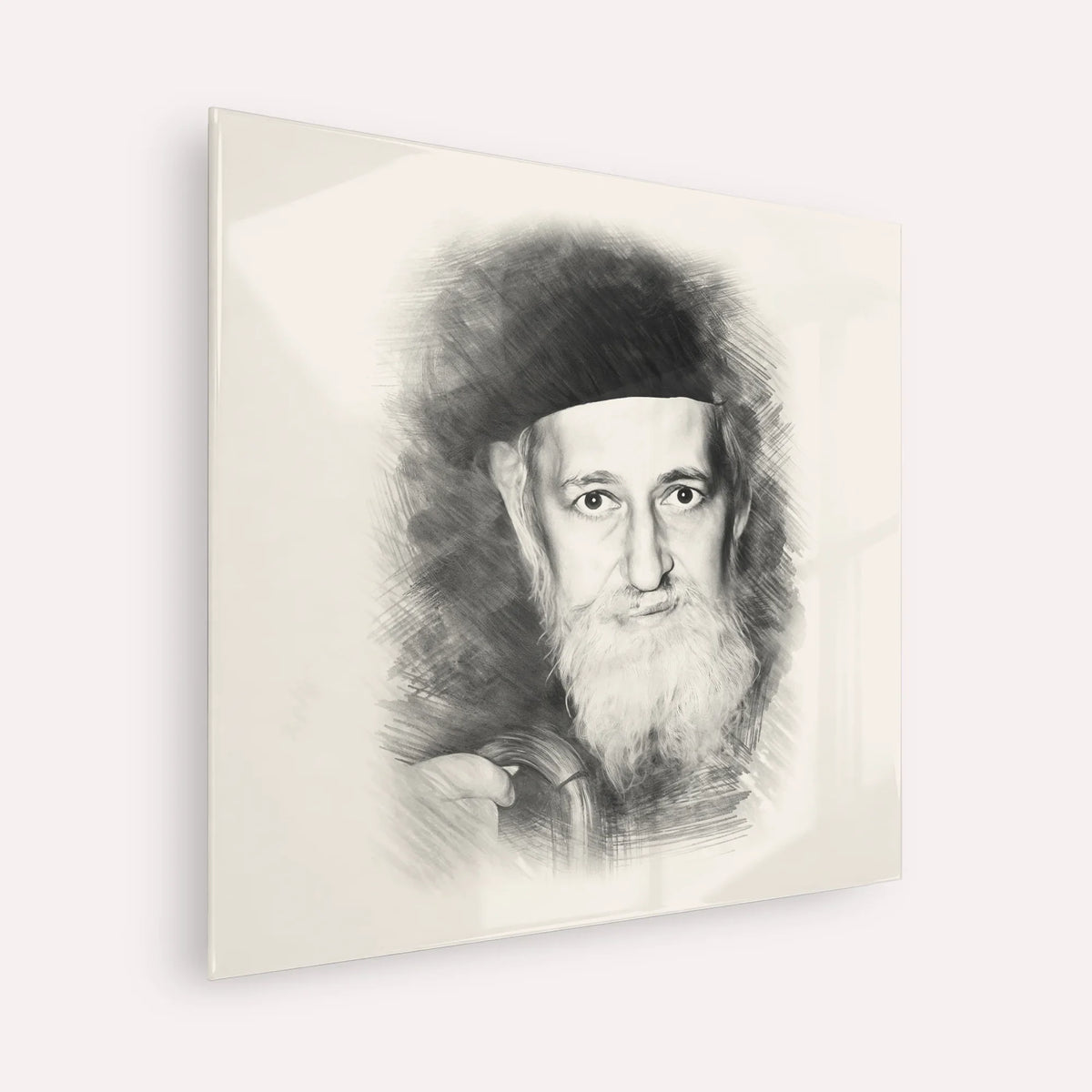 Rabbi Yitzchok Zev Soloveitchik (The Brisker Rav) – Black & White – Acrylic Glass Square | Jewish Wall Art, Gedolim Pictures